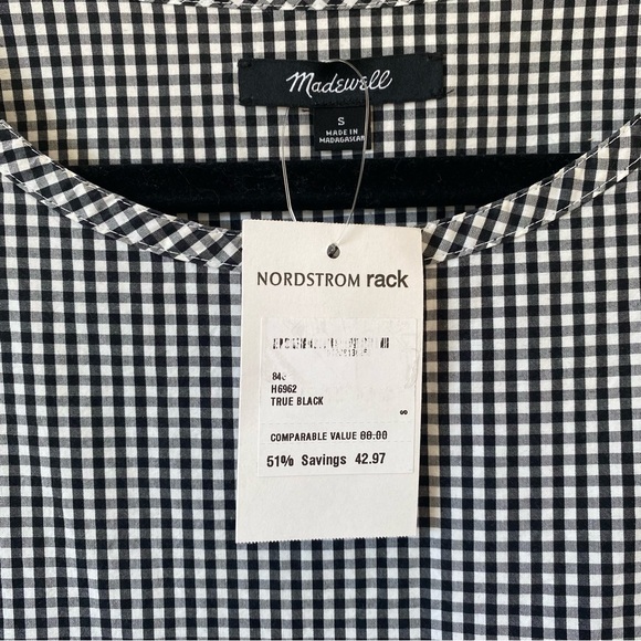 NWT Madewell Gingham Tie Waist Dress - Picture 3 of 7